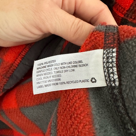 Merona grey/red plaid fleece zip jacket sz: XS - Picture 4 of 6